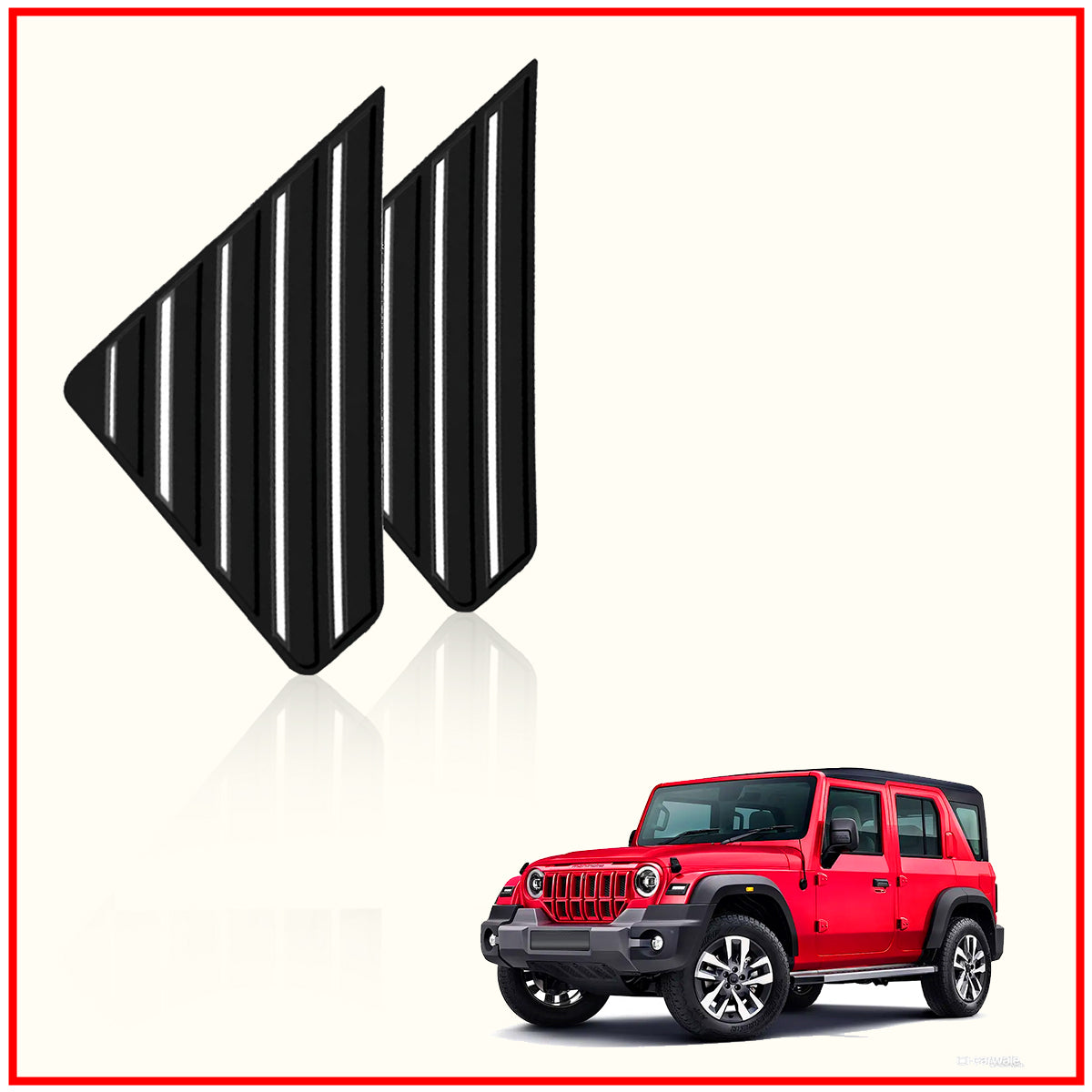 Thar Roxx Rear Window Side Louvers || Carbon Fiber And Glossy Black Finish