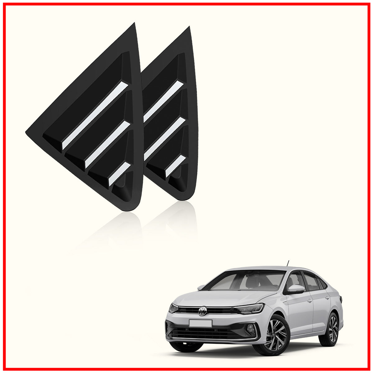 Slavia Rear Window Side Louvers || Carbon Fiber And Glossy Black Finish