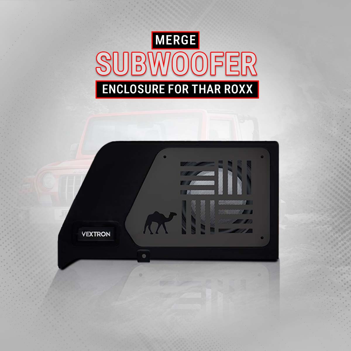 Vextron Car Specific Subwoofer For Thar Roxx | 8 Inch Active Enclosure With Amplifier
