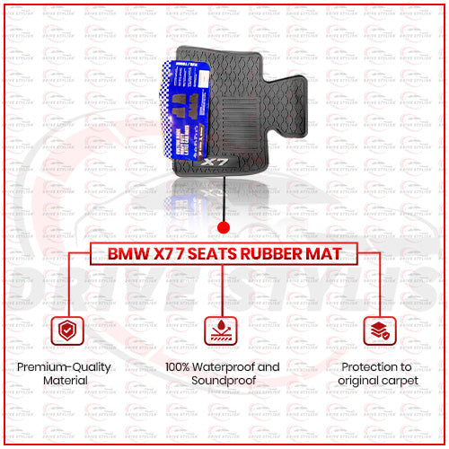 BMW X7 7 Seater Waterproof Rubber Floor Mats