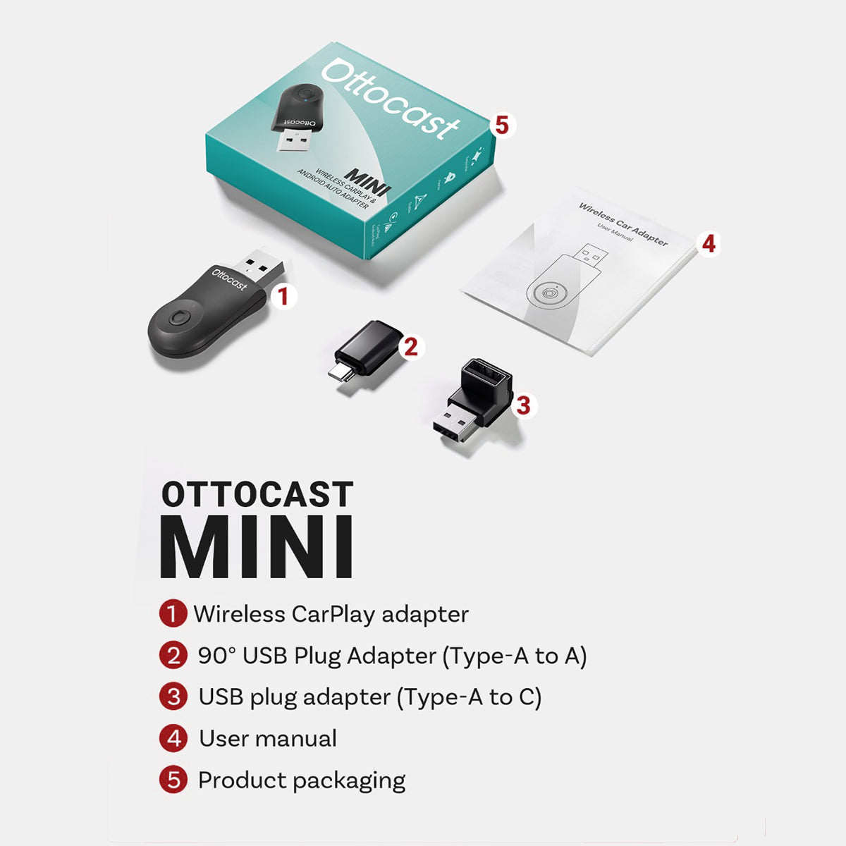 Ottocast Mini Wireless Carplay/Android Auto Adapter