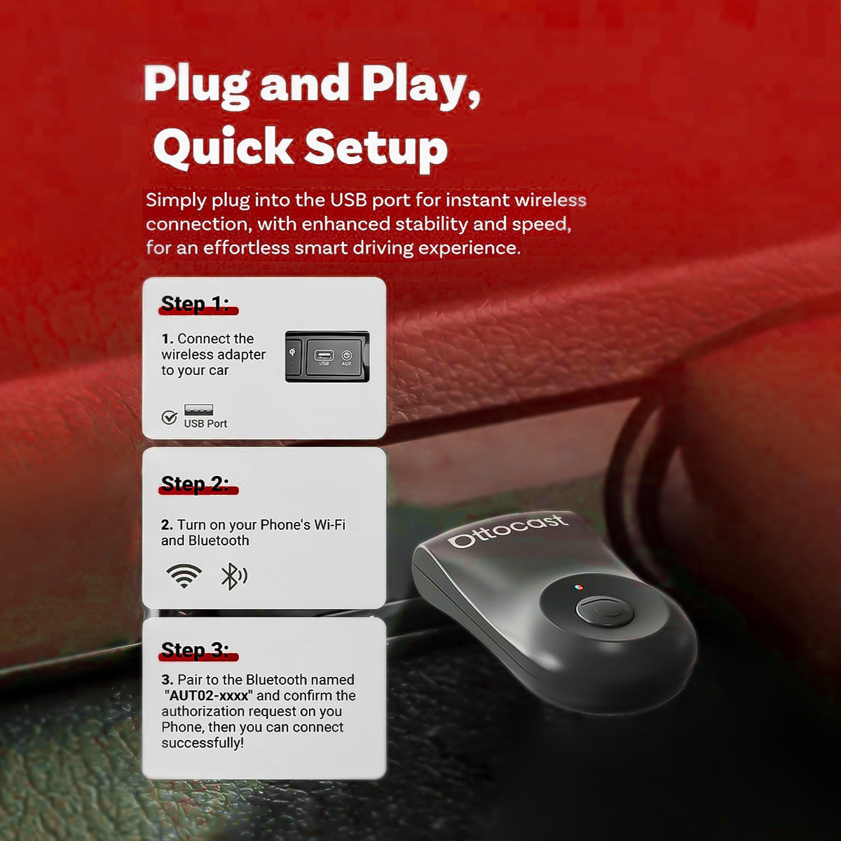 Ottocast Mini Wireless Carplay/Android Auto Adapter