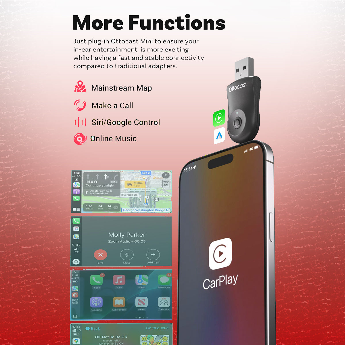 Ottocast Mini Wireless Carplay/Android Auto Adapter