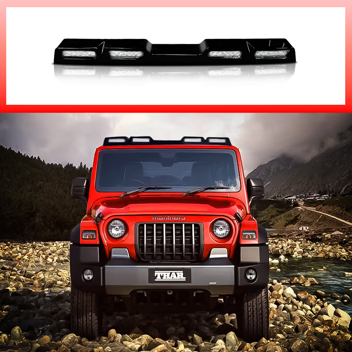 Thar Roxx Roof Lights Defender Style || With Red and Blue Police Light