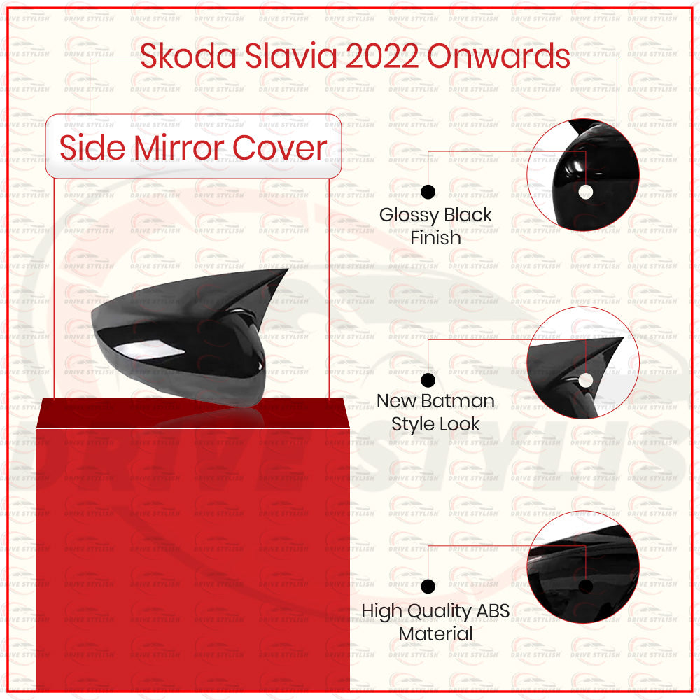 Batman Side Mirror Cover for Skoda Slavia 2022 Onwards