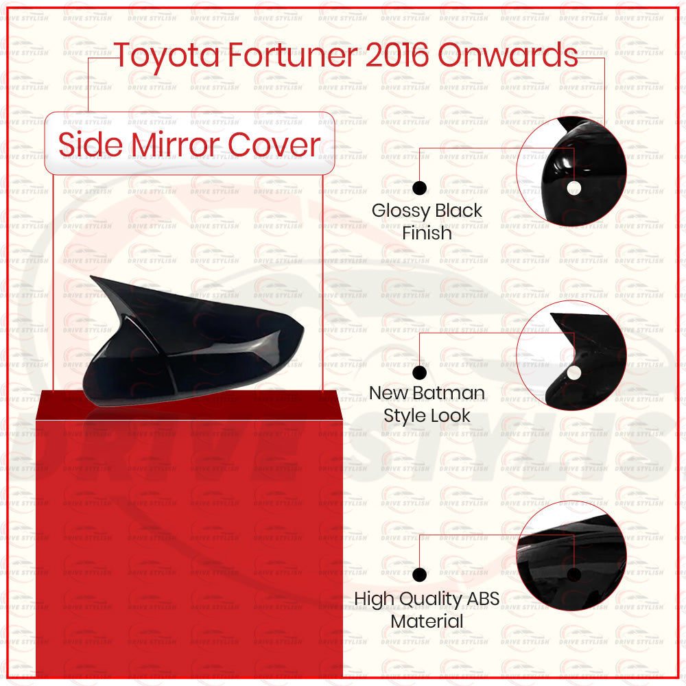 Batman Side Mirror Cover for Toyota Fortuner 2016 Onwards