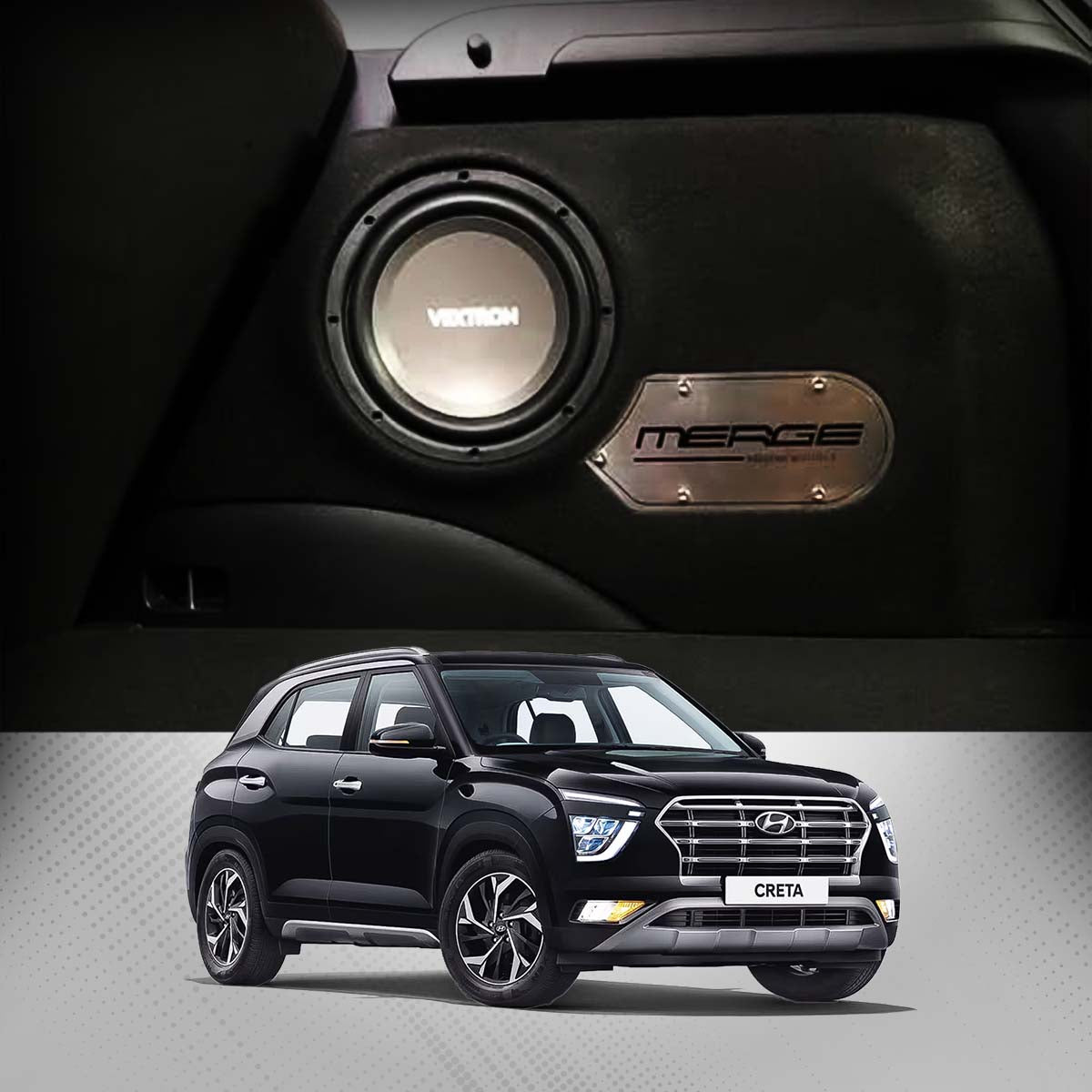 Vextron Car Specific Subwoofer For Creta 2020 | 8 Inch Active Enclosure With Amplifier