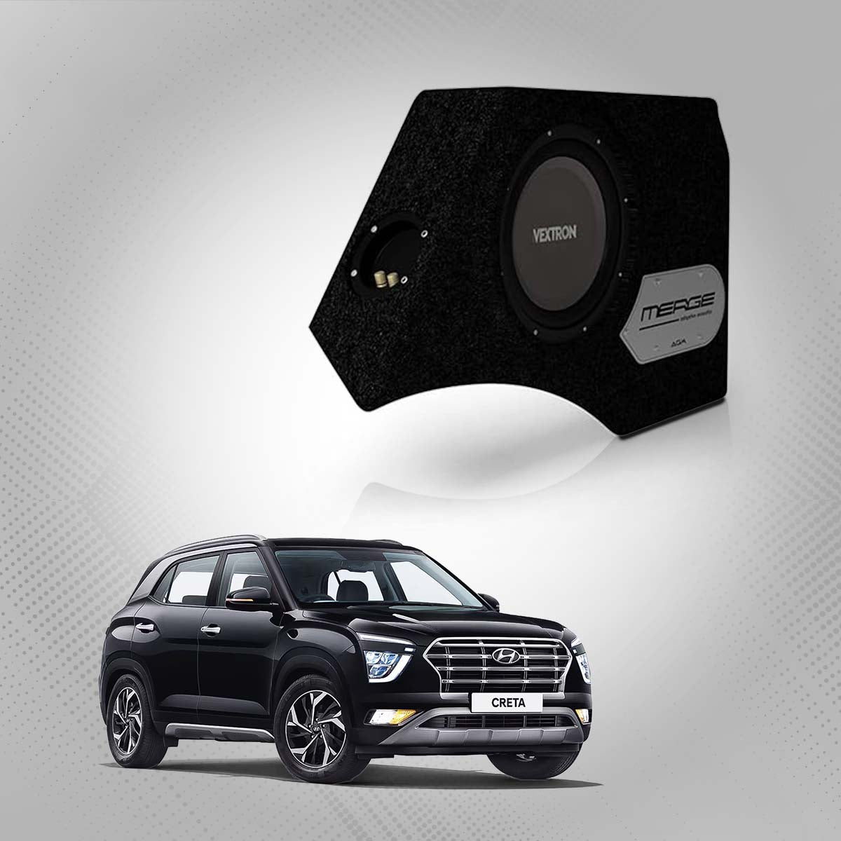 Vextron Car Specific Subwoofer For Creta 2020 | 8 Inch Active Enclosure With Amplifier