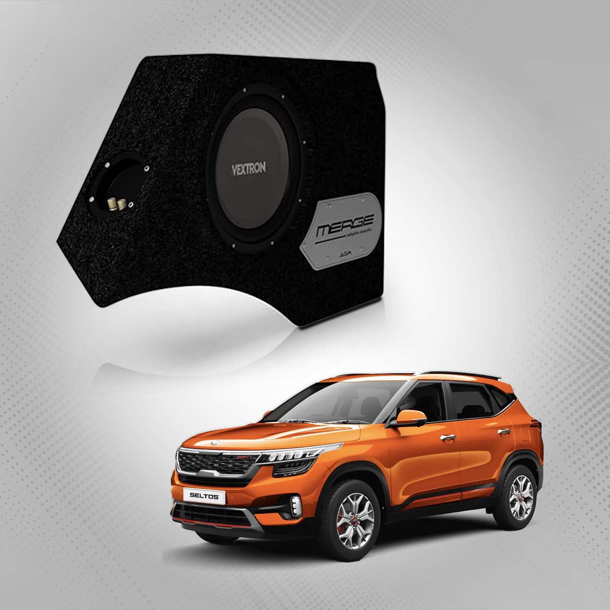 Vextron Car Specific Subwoofer For Seltos 2020 | 8 Inch Active Enclosure With Amplifier