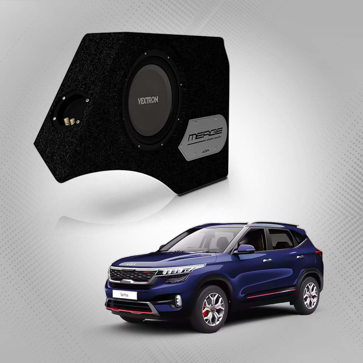 Vextron Car Specific Subwoofer For Seltos 2023 | 8 Inch Active Enclosure With Amplifier