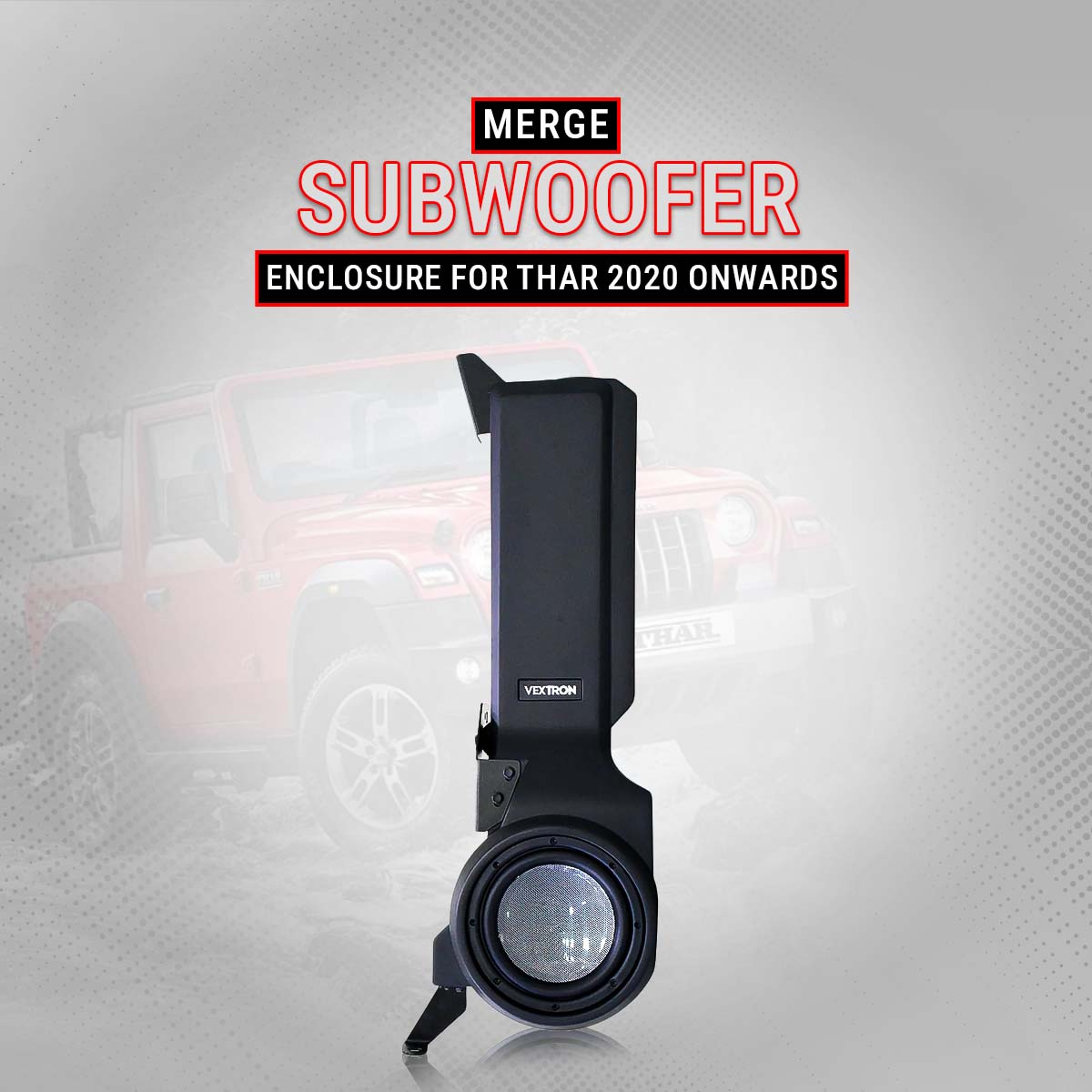 Vextron Car Specific Subwoofer For Thar 2020 Onwards | 8 Inch Active Enclosure With Amplifier