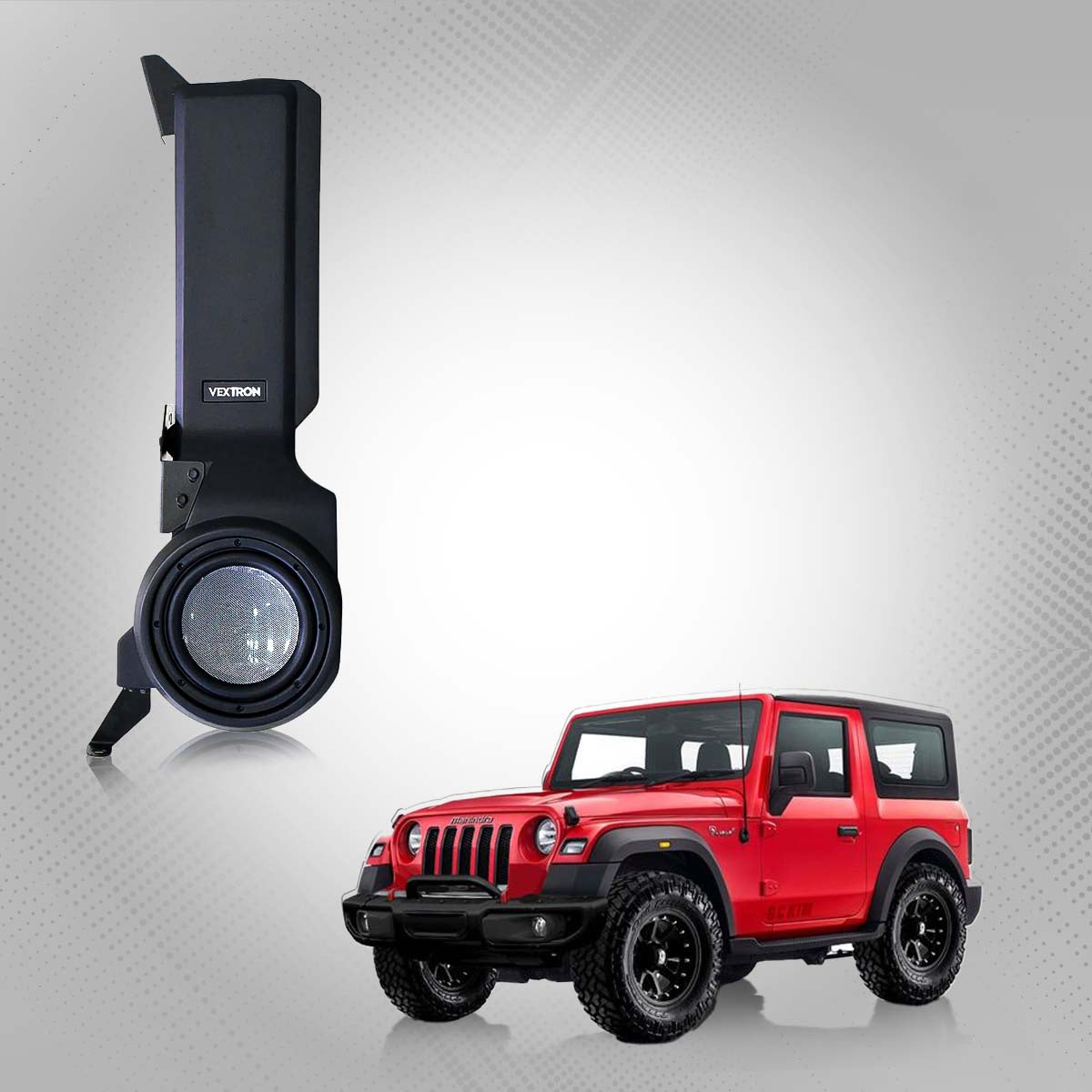 Vextron Car Specific Subwoofer For Thar 2020 Onwards | 8 Inch Active Enclosure With Amplifier