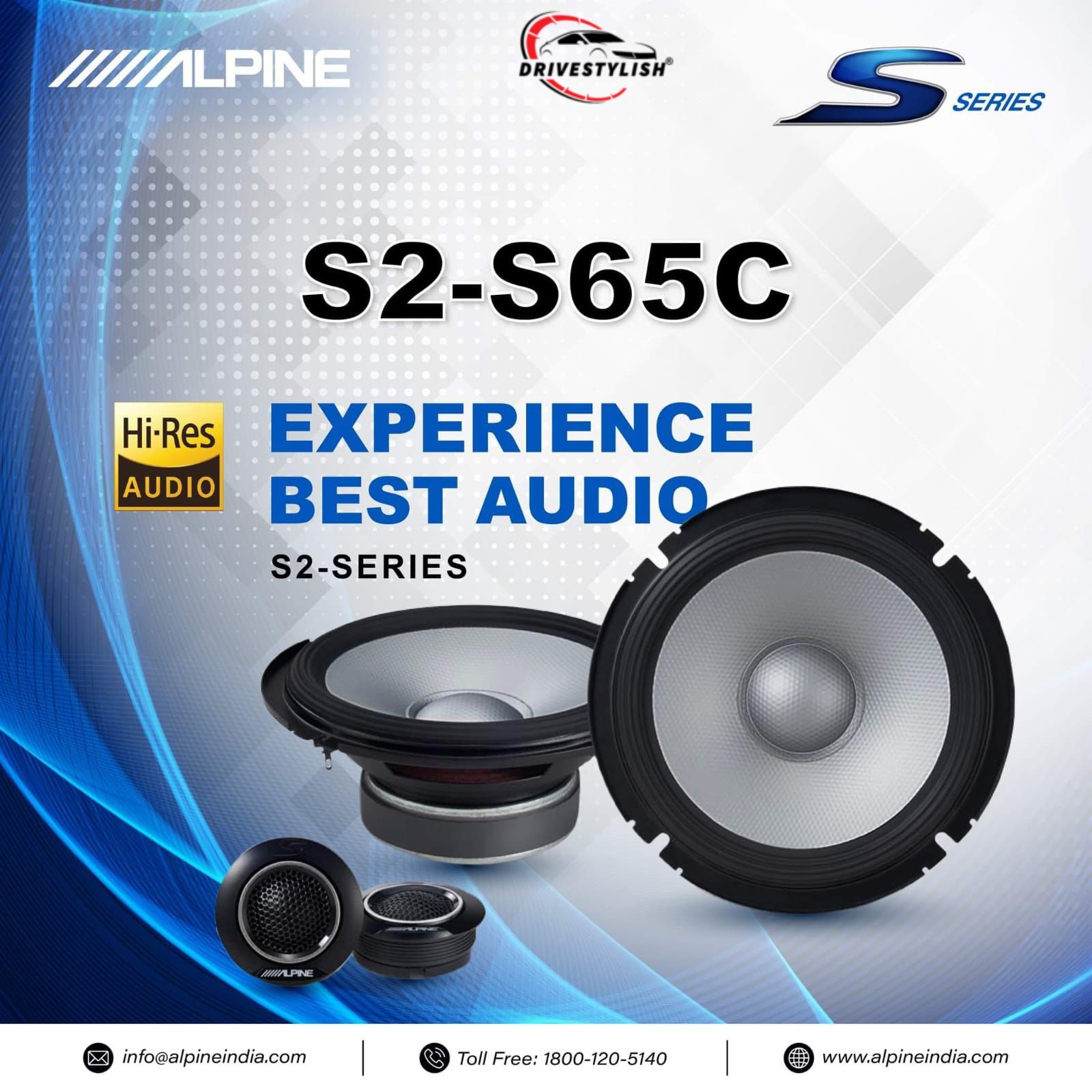 Alpine S2-S65C- 2-Way Component Speakers