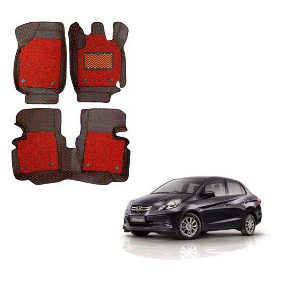 Honda Amaze (2012) Deluxe 7D Boot Mat - Black/Red Colour