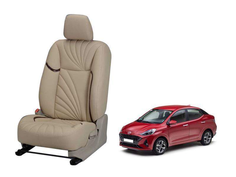 Hyundai Aura Nappa Leather Seat Cover - Dove Design
