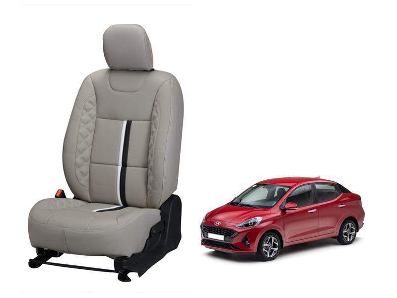 Hyundai Aura Nappa Leather Seat Cover - Center Line Design