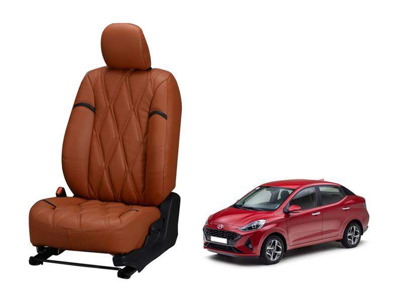 Hyundai Aura Nappa Leather Seat Cover - Kite Design