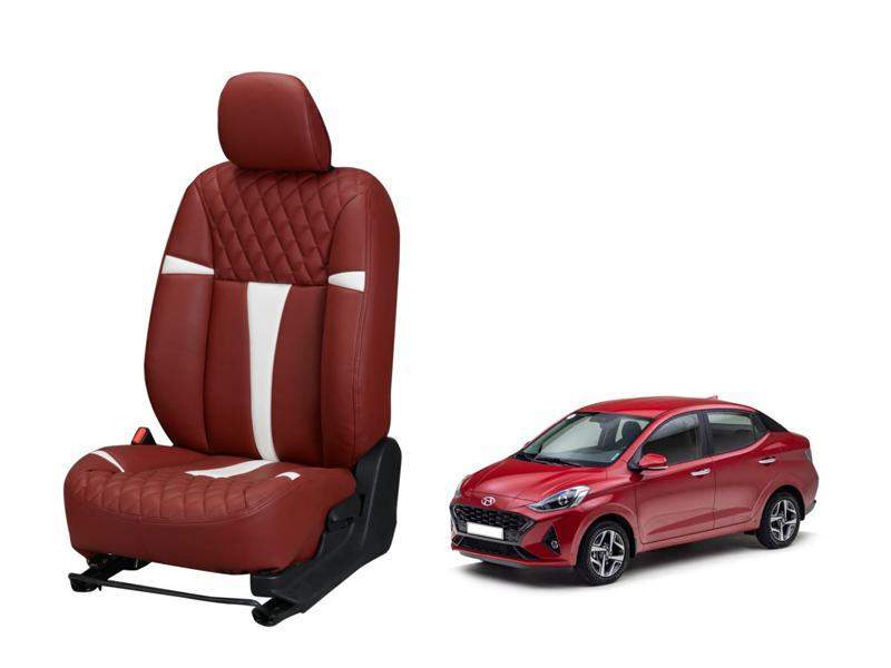 Hyundai Aura Art Leather Seat Cover - Racing Design
