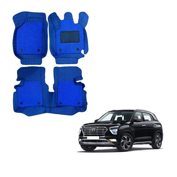 Hyundai Creta (2020) Luxurious 7D Foot Mats - Blue Colour