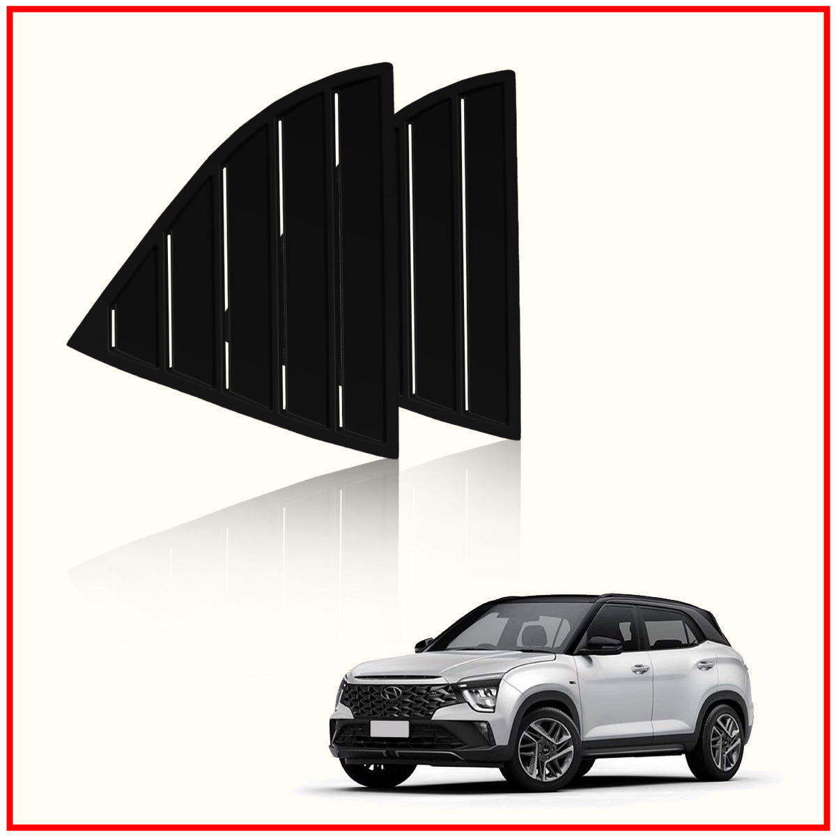 Creta 2024 Rear Window Side Louvers || Glossy Black Finish
