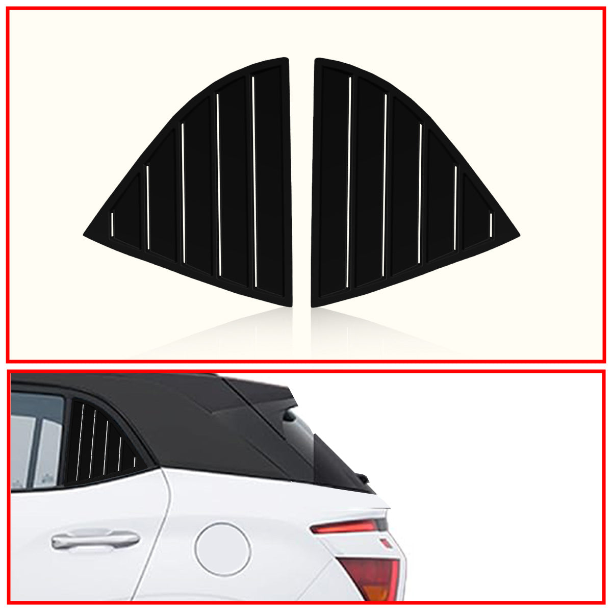 Creta 2024 Rear Window Side Louvers || Glossy Black Finish