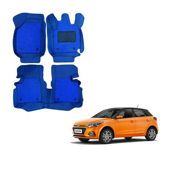 Hyundai Elite i-20 (2018-2019) Luxurious 7D Foot Mats - Blue Colour