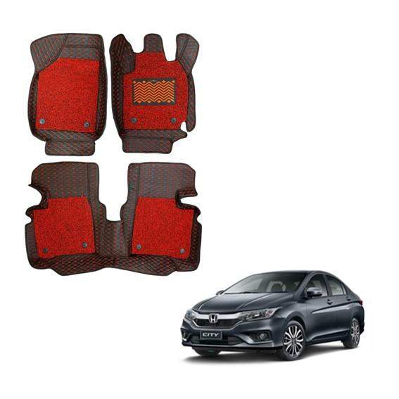 Honda City (2017) Luxury Floor Mats - Black/Red Colour