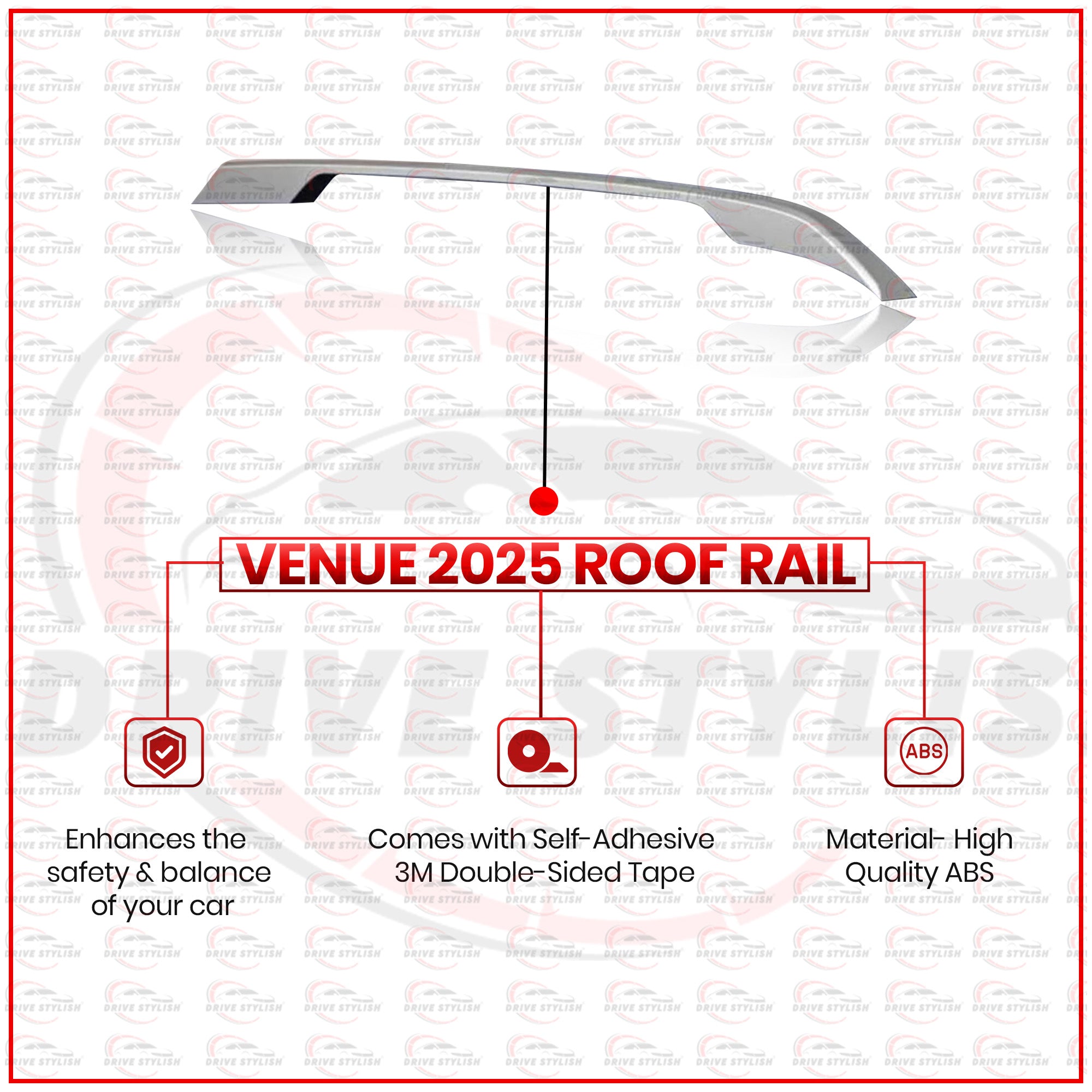 Hyundai Venue 2025 Roof Rails || Silver ABS
