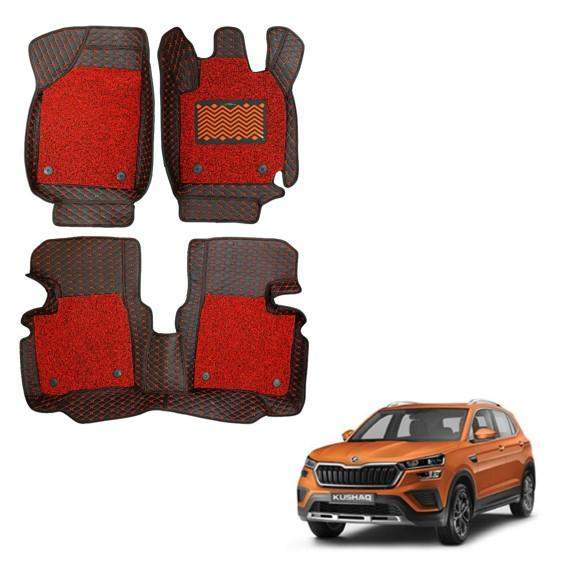 Skoda Kushaq Superior 7D Foot Mats - Red Colour