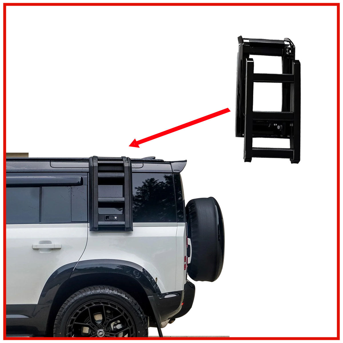 Land Rover Defender Deployable Roof Ladder Black || Silver
