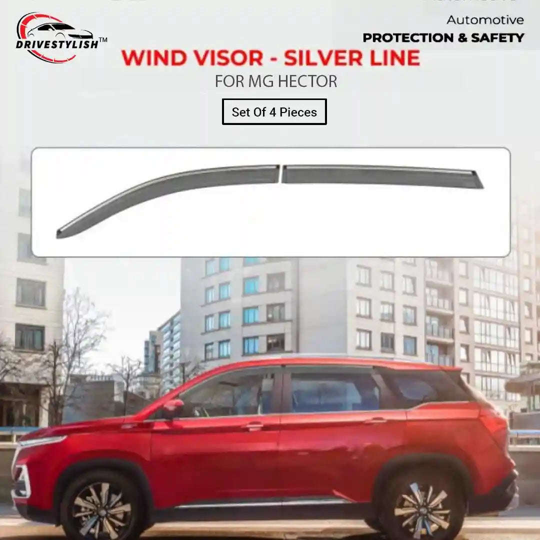 Wind Visor For MG Hector With Chrome Insert