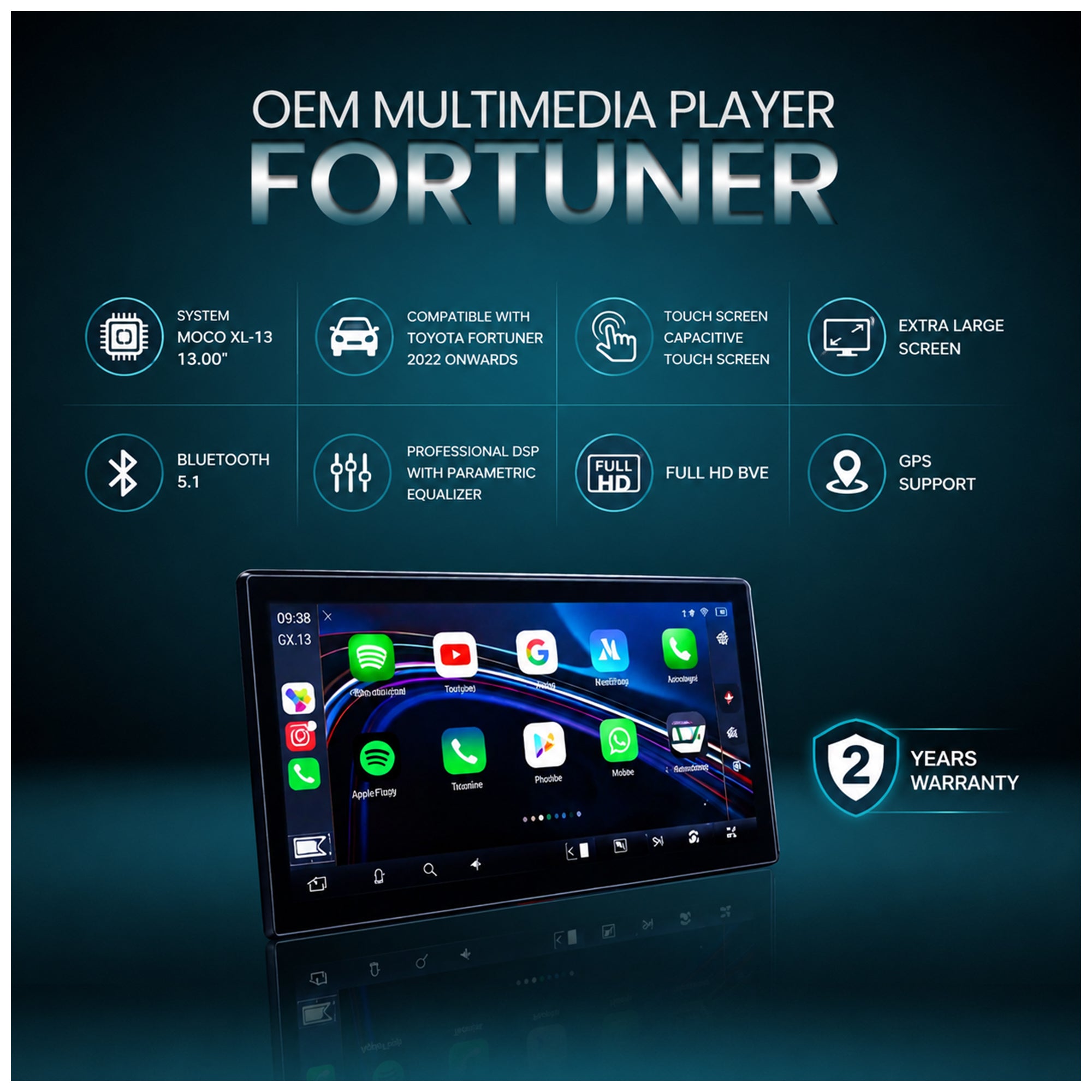 MOCO OEM Android Multimedia Player for Toyota Fortuner