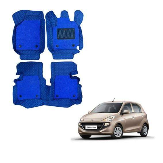 Hyundai New Santro Luxurious 7D Foot Mats - Blue Colour