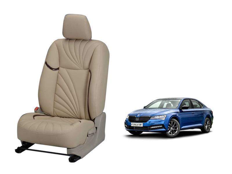 Skoda New Superb Dove Series 3D Custom Nappa Leather Car Seat Cover