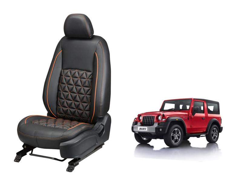 Mahindra New Thar Diamond Series 3D Custom Nappa Leather Car Seat Covers