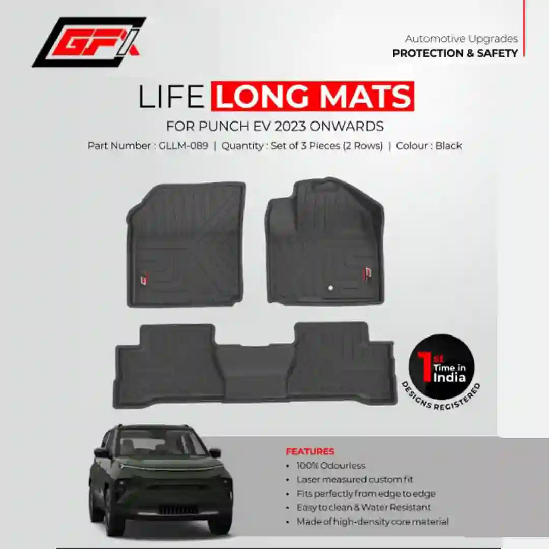 GFX Lifelong floor mats for Punch EV 2023 Onwards Set Of 3
