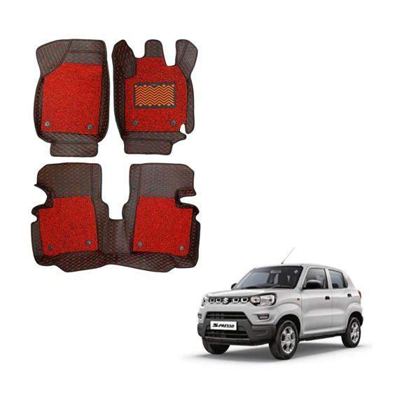 Maruti Suzuki S-Presso Superior 7D Floor Mats - Black/Red Colour