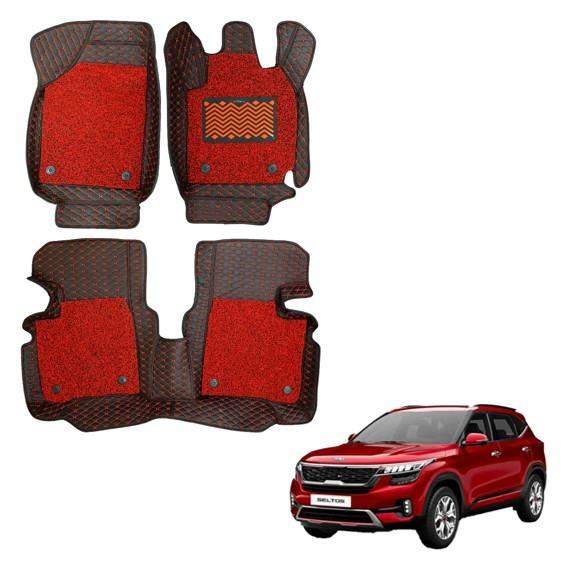 Kia Seltos Luxury 7D Foot Mats - Red Colour