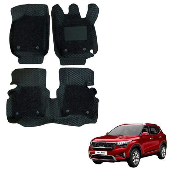 Kia Seltos Luxurious 7D Boot Mat - Black Colour