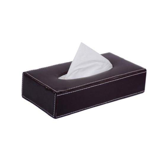 Leatherette Car Tissue Box For Dashboard Brown