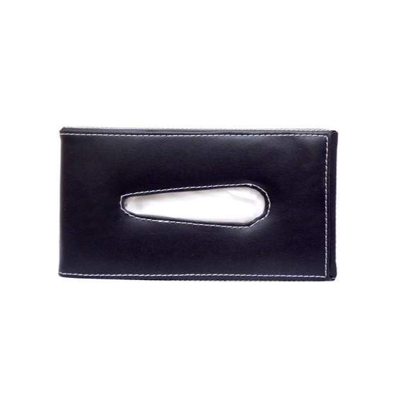 Leatherette Car Tissue Box For Dashboard Black