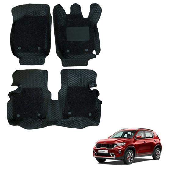Kia Sonet Luxurious 7D Mat Carpet - Black Colour