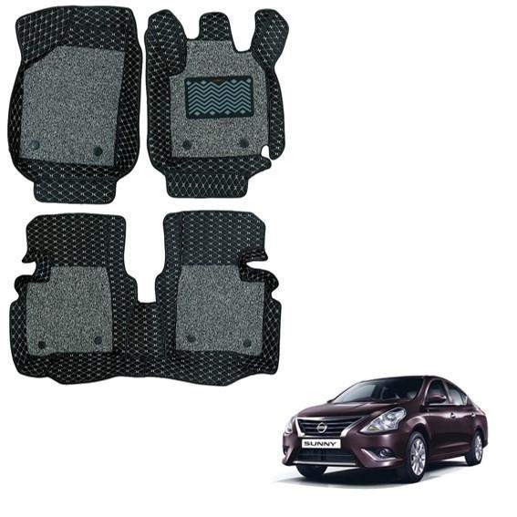 Luxurious Foot Mats for Nissan Sunny - Black/Grey Colour