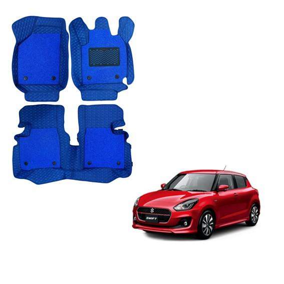 Maruti Suzuki Swift (2018) Spacious 7D Foot Mats - Blue Colour