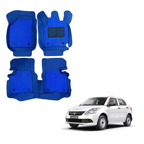 Maruti Suzuki Swift Dzire (2012-2016) Deluxe 7D Foot Mats - Blue Colour