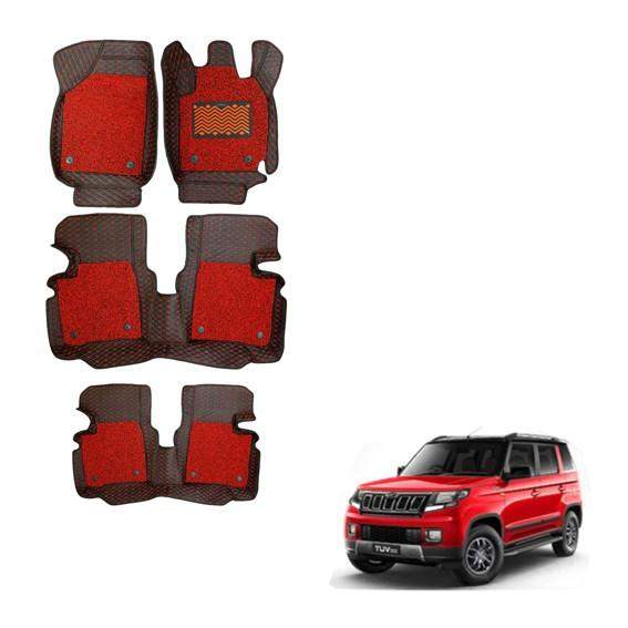 Mahindra TUV 300 Spacious 7D Mats - Black/Red Colour