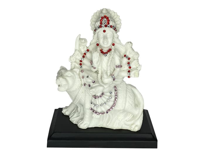 Sherawali Mata Idol with String of Pearls for Car Dashboard
