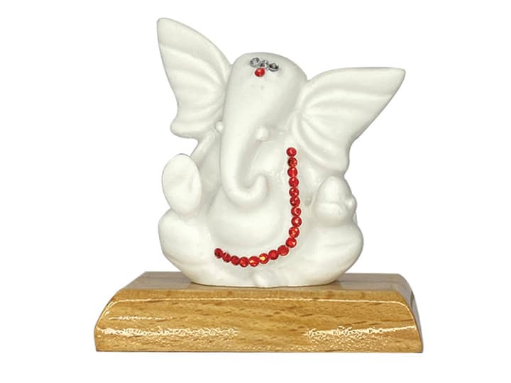 Ganesha Idol in White Color for Car Dashboard