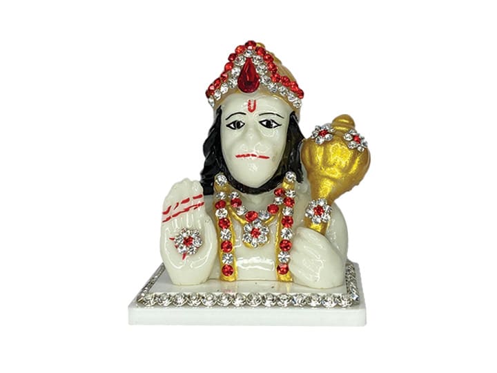 Hanuman Idol Statue in White Color for Car Dashboard