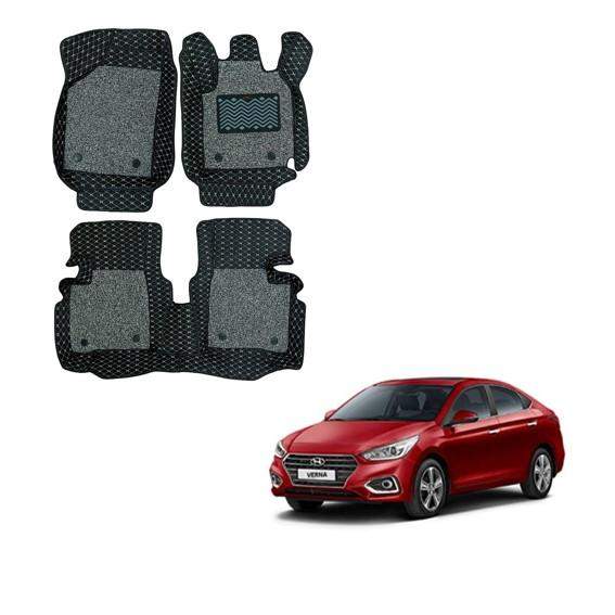 Hyundai Verna (2017) Deluxe Foot Mats - Black/Grey Colour